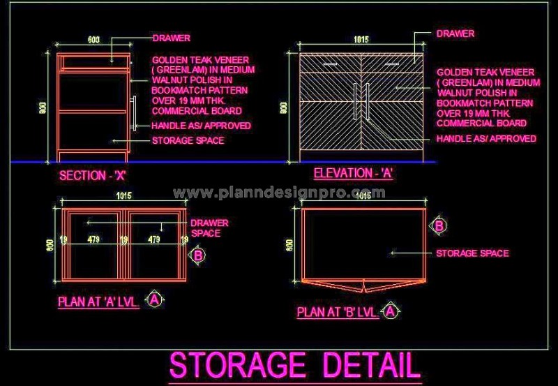 Free AutoCAD Storage Console DWG- Functional Design